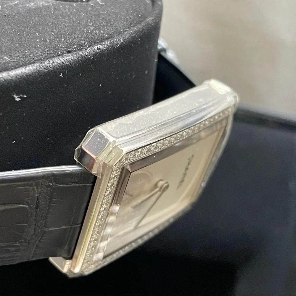 🖤Chanel🖤Boy-Friend Watch 18K White Gold Diamonds Alligator Exotic Band GM - Picture 11 of 14